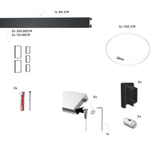 Flexible Fotowand Set schwarz 95 cm 5 Fotos 3x 13x18 cm 2x 20x30 cm