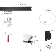 Flexible Fotowand Set schwarz 95 cm 7 Fotos 4x 13x18 cm 3x 20x30 cm
