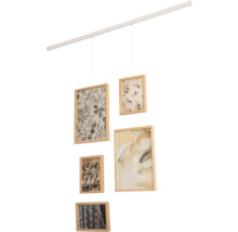 Flexible Fotowand Set naturel eiche weiß 95 cm 5 Fotos 3x 13x18 cm 2x 20x30 cm