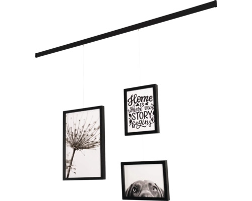Flexible Fotowand Set schwarz 95 cm 3 Fotos 2x 13x18 cm 1x 20x30 cm