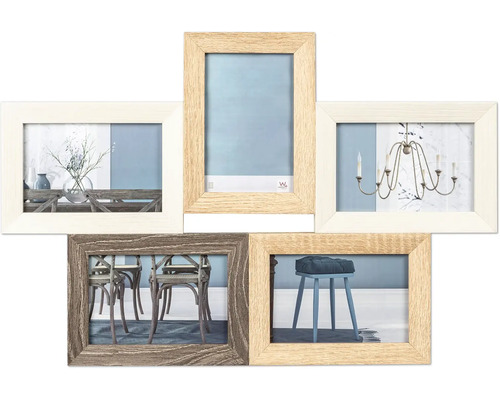 Bilderrahmen Collage Holz Fiorito beige braun 5 Fotos 10x15 cm