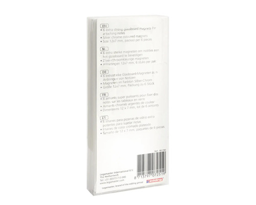 Packung mit sechs Glasboard Magneten