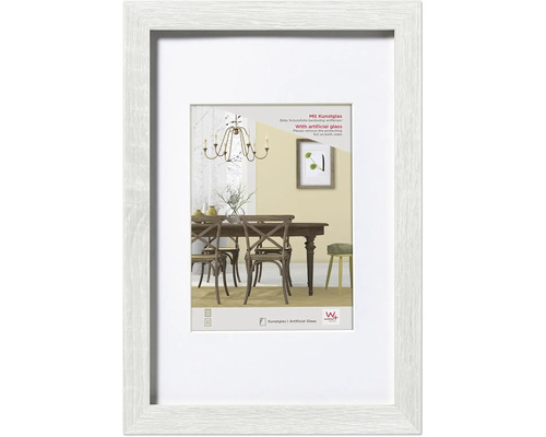 Bilderrahmen Holz Fiorito Kunstglas weiß 50x60 cm