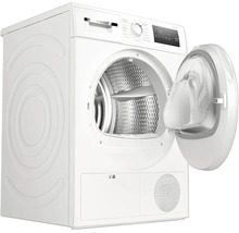 Weißer Bosch Wärmepumpentrockner mit geöffneter Tür