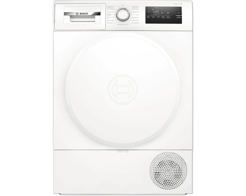 Wärmepumpentrockner WTH83V04 Bosch Fassungsvermögen 8 kg U/min BxHxT 598x842x613 mm Frontansicht eines weißen Bosch Serie 4 Wärmepumpentrockners