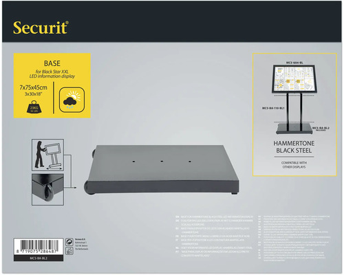 Securit Black Star XXL LED-Informationstafel Basis aus gehämmertem, schwarzem Stahl