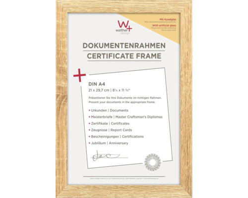 Dokumentenrahmen Holz Fiorito Kunstglas eiche hell 21x29,7 cm (DIN A4)