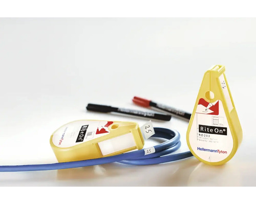 HellermannTyton RiteOn Kabelmarkierer mit Stiften und Kabel