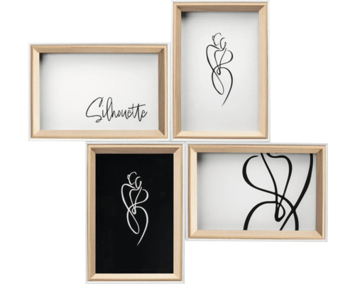 Bilderrahmen Collage Holz Silhouette beige natur 4 Fotos 10x15 cm