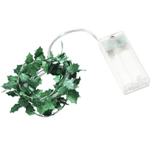 Dekorative Lichterkette mit grünen Blättern und Batteriebetrieb