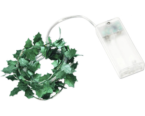 LED Lichterkette Lafiora Blatt grün 1,5 m 15 LEDs Lichtfarbe warmweiß batteriebetrieben inkl. 6 Stunden Timer Dekorative Lichterkette mit grünen Blättern und Batteriebetrieb