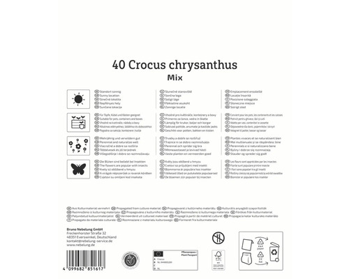 Informationen zu Krokus chrysanthus Mix, einschließlich Standort, Verwendung, Eigenschaften und Herkunft