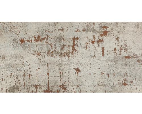 Feinsteinzeug Wand- und Bodenfliese Metal 30 cm x 60 cm x 1,05 cm silver glänzend rektifiziert Dekorative Wandfliese mit Rostoptik für den Innenbereich