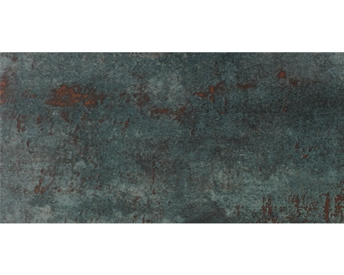 Feinsteinzeug Wand- und Bodenfliese Metal 30 cm x 60 cm x 1,05 cm seagreen glänzend rektifiziert Dekorative Wandplatte mit Rosteffekt für den Innenausbau