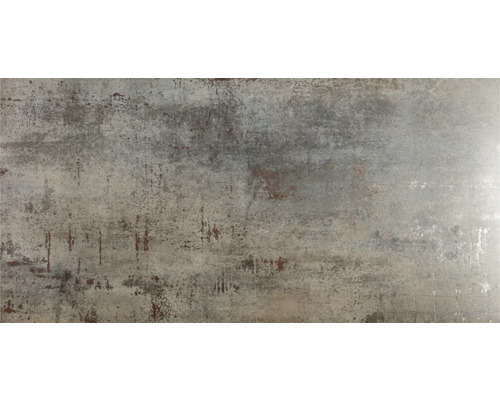 Feinsteinzeug Wand- und Bodenfliese Metal 60 cm x 120 cm x 1,05 cm steel glänzend rektifiziert Fliesenmuster mit Industrial Design