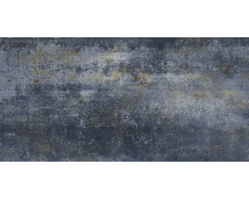 Feinsteinzeug Wand- und Bodenfliese Metal 60 cm x 120 cm x 1,05 cm royalblue glänzend rektifiziert Nahaufnahme einer Keramikfliese mit Muster