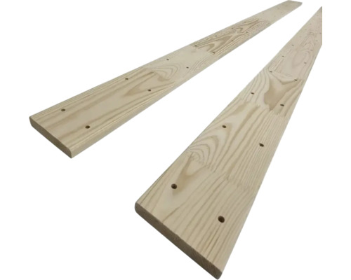 Zwei Holzbretter mit Bohrlöchern