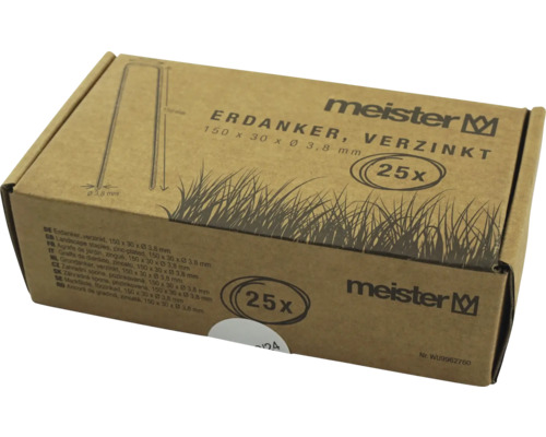 Packung mit 25 verzinkten Erdankern 150 mal 30 mal 3,8 Millimeter