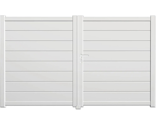 Gartentor aus Aluminium mit horizontalen Lamellen und Griff