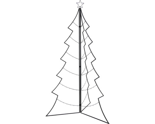 künstlicher Weihnachtsbaum Tannenbaum Lafiora Metall faltbar Ø 111 cm H 180 cm schwarz Kontur eines stilisierten Weihnachtsbaums mit Sternspitze und integrierter Beleuchtung