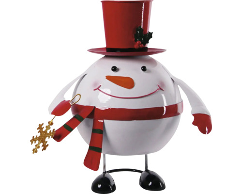Dekoobjekt Lafiora Schneemann Metall 18,5 x 15 x 27 cm Schneemann Figur mit Zylinderhut und Schal als Dekoration