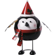 Dekofigur Vogel mit Weihnachtsmütze und Schal