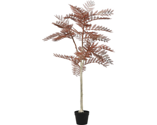 Dekobaum aus Kunststoff mit braunen Blättern im Topf