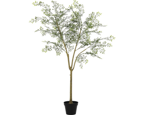 Künstlicher Baum im Topf mit grünen Blättern