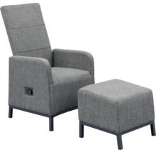 Grauer Relaxsessel mit Hocker