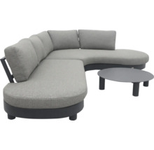 Graue Loungegruppe mit Sofa und Tisch für den Außenbereich