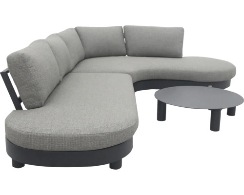 Graue Loungegruppe mit Sofa und Tisch für den Außenbereich
