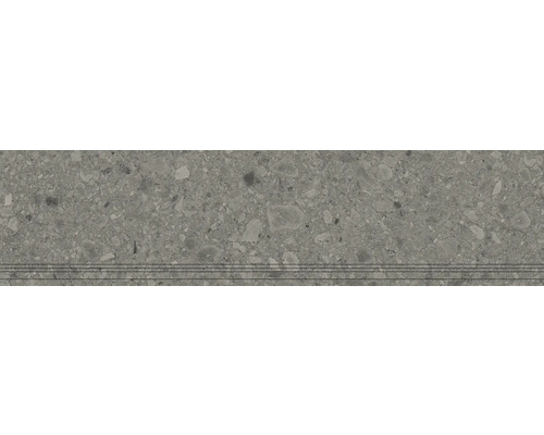 Feinsteinzeug Treppenstufe Donau 29,8 cm x 120 cm x 0,9 cm grau matt rektifiziert