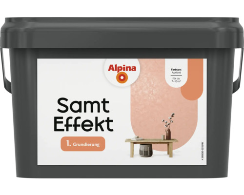 Alpina Grundierung Effektfarbe Samt Farbeffekt alpinaricot 2,5 l Eimer Alpina Samt Effekt Farbe Apricot als Grundierung