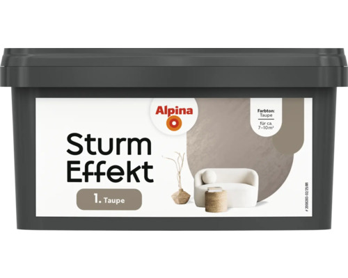 Alpina Sturm Effekt Innenfarbe Taupe für circa 7 bis 10 Quadratmeter im Eimer