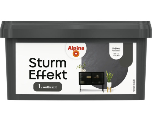 Alpina Effektfarbe Sturm Farbeffekt anthrazit 1 l Eimer Alpina Sturm Effekt Farbe Anthrazit
