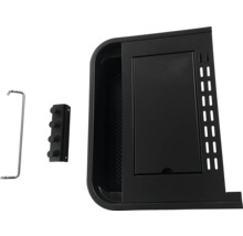 Schwarzer Seitenschrank mit Zubehör