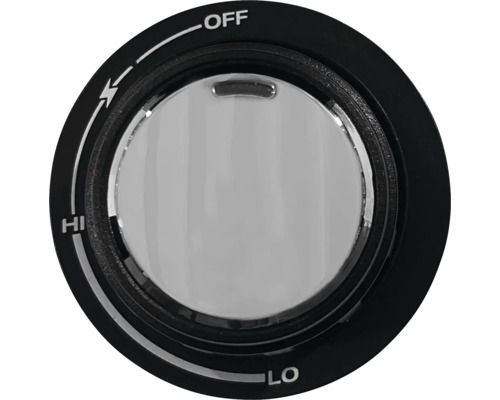 Drehknopf mit den Einstellungen Aus, Hoch und Niedrig