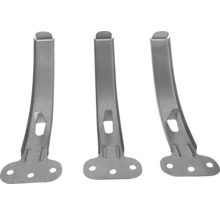 Drei metallene Tablarhalter für Regale