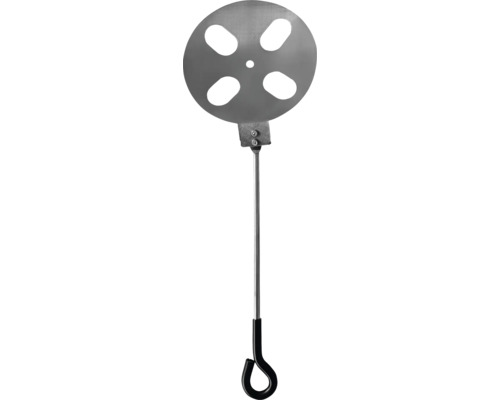 Herdreinigungsgerät mit Metallscheibe und Stiel