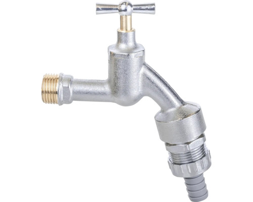 Wasserhahn aus Metall mit Schlauchanschluss