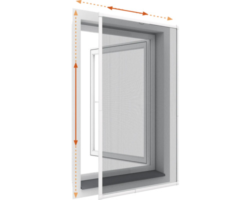 Insektenschutzrollo mit Höhen- und Breitenangabe am Fenster