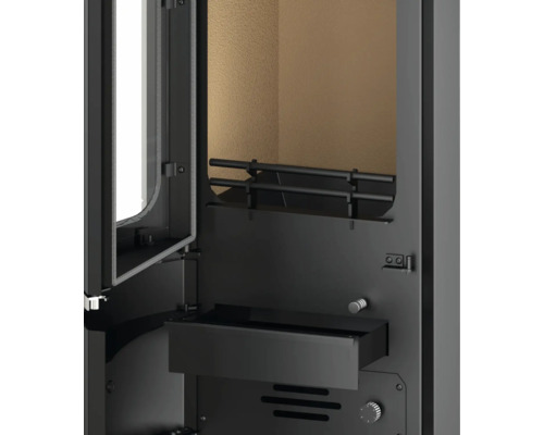 Detailansicht des Innenraums eines Kaminofens