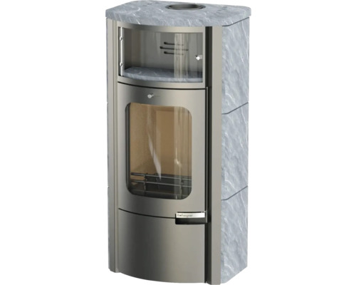 Kaminofen mit Steinverkleidung und Sichtfenster