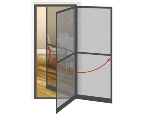 Geöffnete Insektenschutztür mit Gewebe