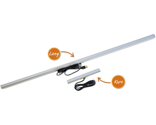 Zwei LED-Leuchten in unterschiedlichen Längen mit USB-Kabel