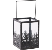 Laterne aus Metall und Glas mit Tannenbaum-Motiv