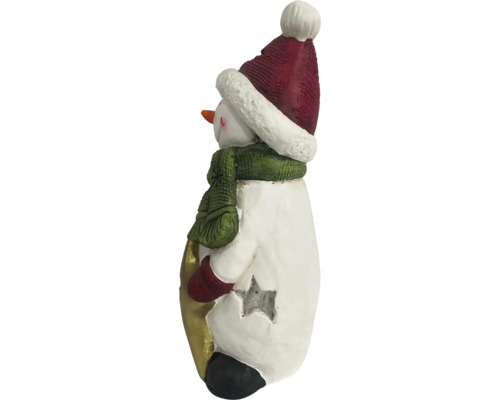 Schneemannfigur mit Mütze und Schal als Weihnachtsdekoration
