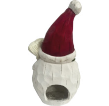 Vogelhaus im Schneemann-Design mit roter Mütze