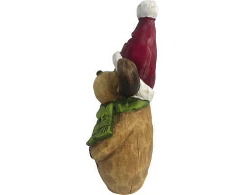 Dekorative Hundefigur mit Weihnachtsmütze und Schal