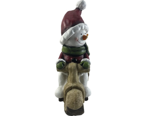Dekorativer Schneemann auf Holzroller für den Innenbereich